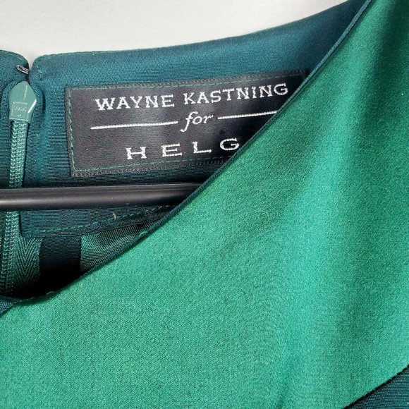 Vintage Wayne Kastning for Helga Women's Silk Green Lined Shift Dress Size 8 EVC - Picture 3 of 4